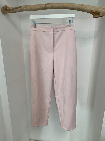 Pantalone ecopelle rosa