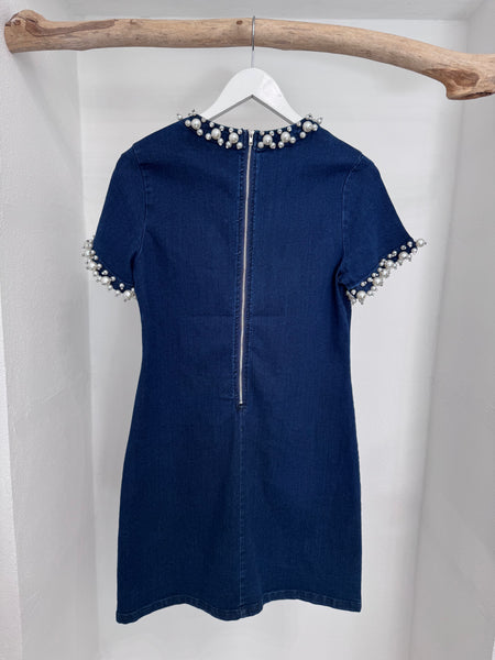 Abito denim con perle